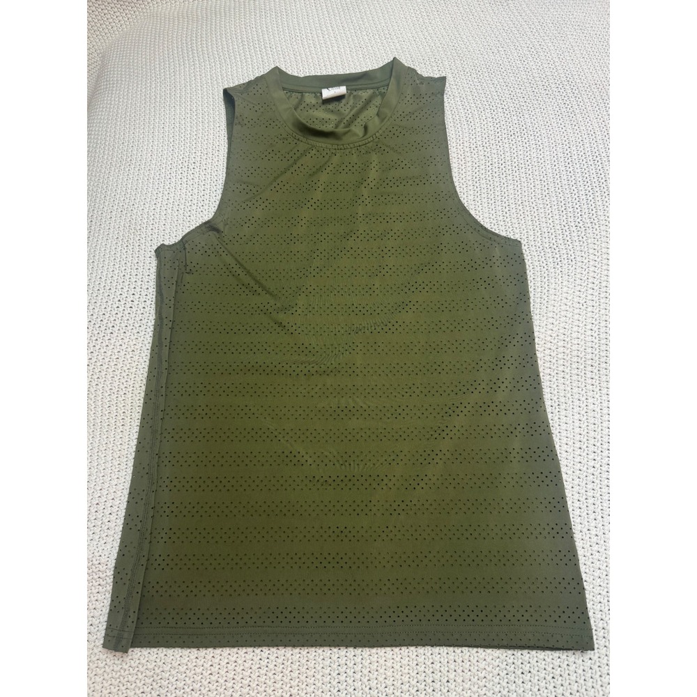 Zyia Active Olive Green Perforated Laser Cut Mesh Muscle Tank Top Small